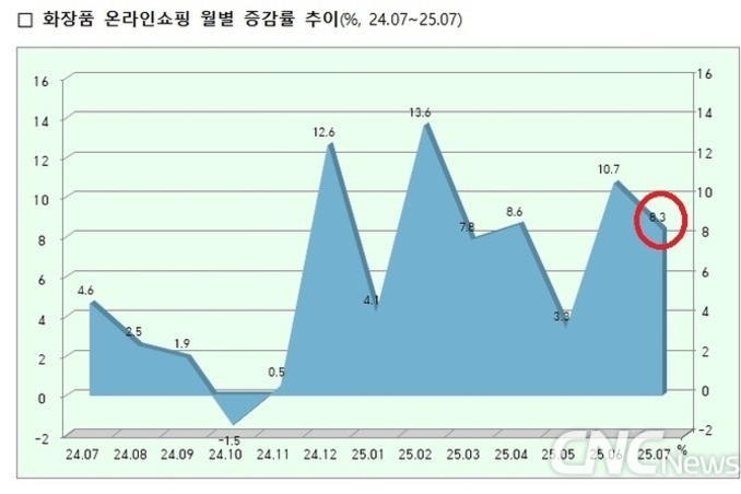 7월 화장품 온라인 매출 8.3↑...미 3중 관세로 역직구 타격
