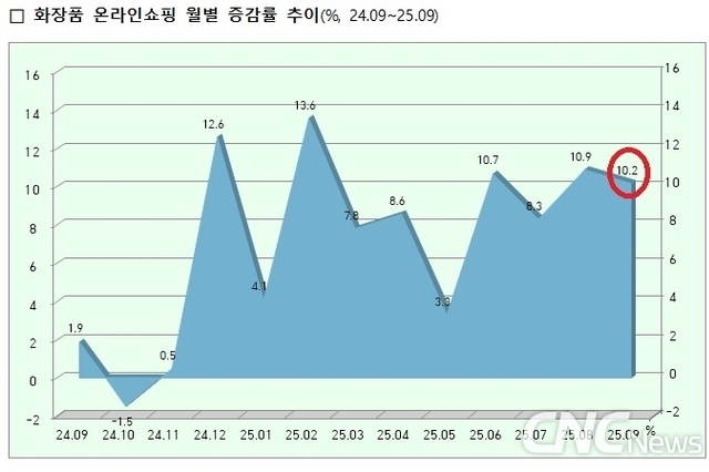 9월 화장품 온라인 매출 10.2↑... 내수(온+오프) 11분기째 역성장