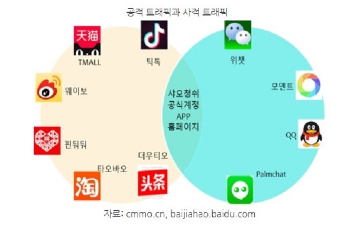 공적 트래픽과 사적 트래픽의 플랫폼 비교.(자료=코트라)