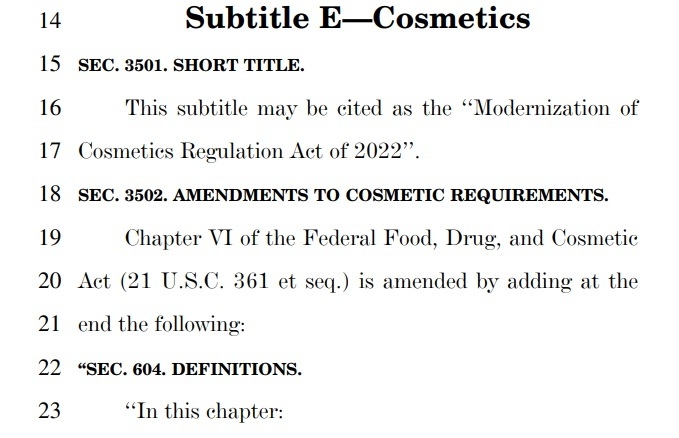 미국은 작년 연말 '화장품 규제 현대화법(MoCRA)을 발표했다.  