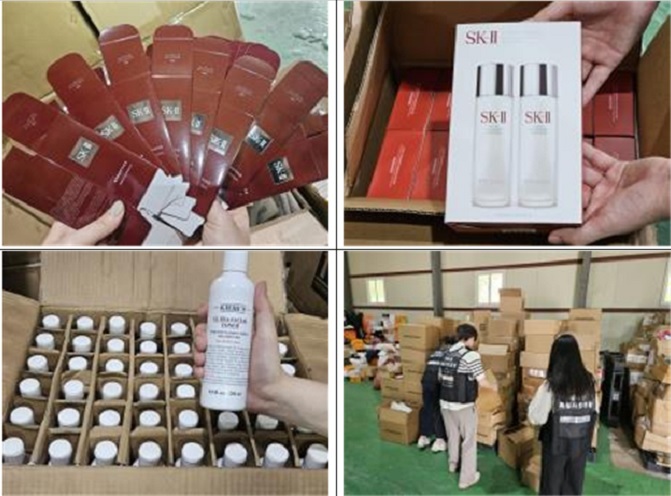 특허청 상표경찰은 짝퉁 화장품을 홈쇼핑, 유통업자에게 공급한 일당 4명을 검찰에 송치했다고 19일 밝혔다.